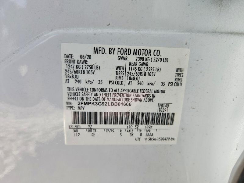Продажа на аукционе авто 2020 Ford Edge, vin: 2FMPK3G92LBB01666, номер лота: 68514816