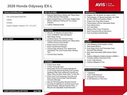 Продажа на аукционе авто 2026 Honda Odyssey, vin: 5FNRL6H62TB027491, номер лота: 70334856