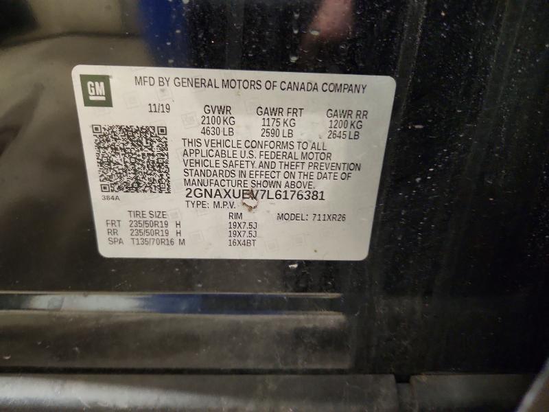 69288596 :رقم المزاد ، 2GNAXUEV7L6176381 vin ، 2020 Chevrolet Equinox مزاد بيع