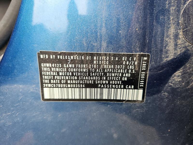 2020 Volkswagen Jetta მანქანა იყიდება აუქციონზე, vin: 3VWC57BU9LM083594, აუქციონის ნომერი: 69701326