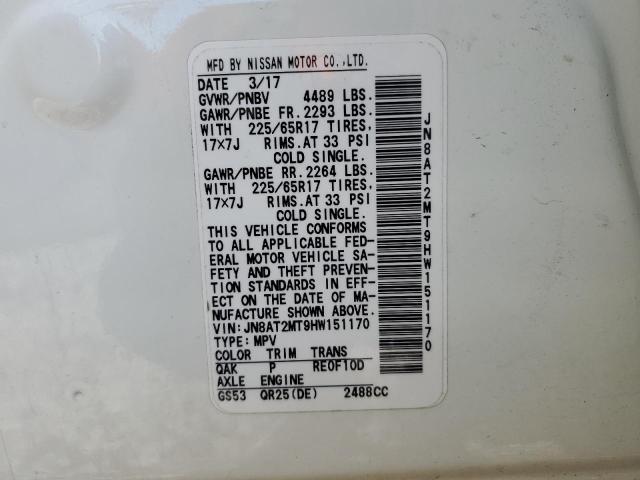 73385403 :رقم المزاد ، JN8AT2MT9HW151170 vin ، 2017 Nissan Rogue S مزاد بيع