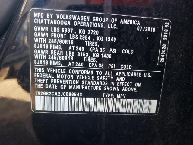 Aukcja sprzedaży 2018 Volkswagen Atlas S, vin: 1V2GR2CA2JC586543, numer aukcji: 74016863