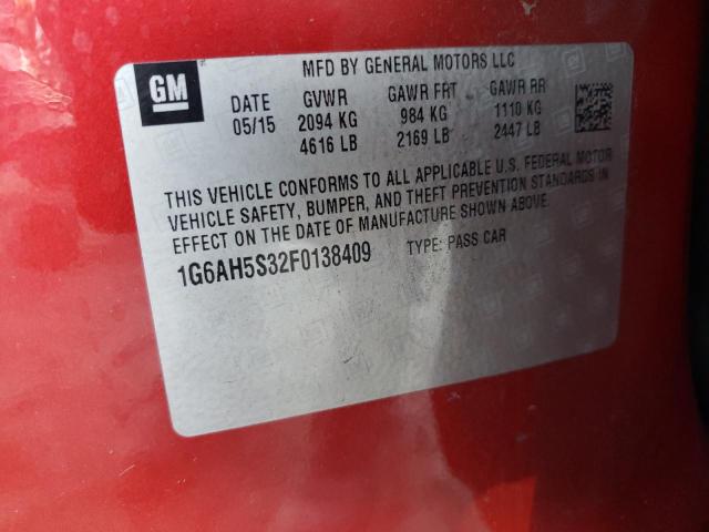 2015 Cadillac Ats Luxury მანქანა იყიდება აუქციონზე, vin: 1G6AH5S32F0138409, აუქციონის ნომერი: 73407833