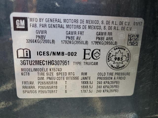 2017 Gmc Sierra K1500 Sle მანქანა იყიდება აუქციონზე, vin: 3GTU2MEC1HG307951, აუქციონის ნომერი: 72953253
