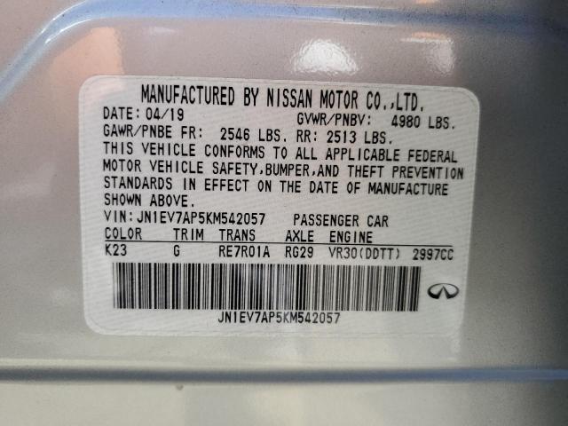 Aukcja sprzedaży 2019 Infiniti Q50 Luxe, vin: JN1EV7AP5KM542057, numer aukcji: 72644303