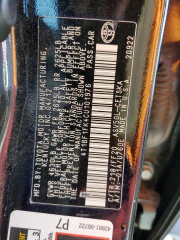 73516783 :رقم المزاد ، 4T1BF1FK4CU101976 vin ، 2012 Toyota Camry Base مزاد بيع