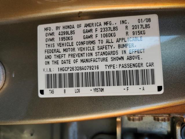 2008 Honda Accord Lx მანქანა იყიდება აუქციონზე, vin: 1HGCP26328A079216, აუქციონის ნომერი: 70708463
