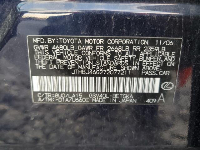 Aukcja sprzedaży 2007 Lexus Es 350, vin: JTHBJ46G272077211, numer aukcji: 71598013
