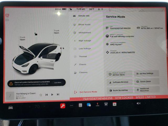 Продажа на аукционе авто 2022 Tesla Model Y, vin: 7SAYGDEF1NF466356, номер лота: 72651613