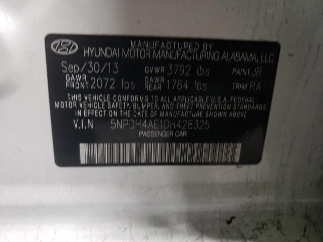2013 Hyundai Elantra Gls მანქანა იყიდება აუქციონზე, vin: 5NPDH4AE1DH428325, აუქციონის ნომერი: 72270713