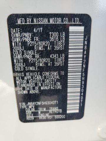 Aukcja sprzedaży 2017 Nissan Armada Platinum, vin: JN8AY2NF5H9304071, numer aukcji: 70782133