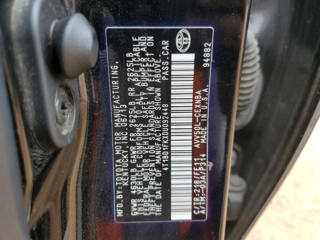 2013 Toyota Camry Hybrid მანქანა იყიდება აუქციონზე, vin: 4T1BD1FKXDU092448, აუქციონის ნომერი: 72019403