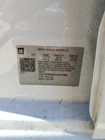 2018 Chevrolet Sonic Lt მანქანა იყიდება აუქციონზე, vin: 1G1JD5SB6J4107366, აუქციონის ნომერი: 70633153