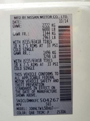 Aukcja sprzedaży 2015 Infiniti Qx60 Hybrid, vin: 5N1CL0MMXFC504267, numer aukcji: 71452763