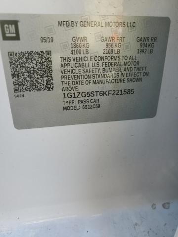 72679253 :رقم المزاد ، 1G1ZG5ST6KF221585 vin ، 2019 Chevrolet Malibu Rs مزاد بيع
