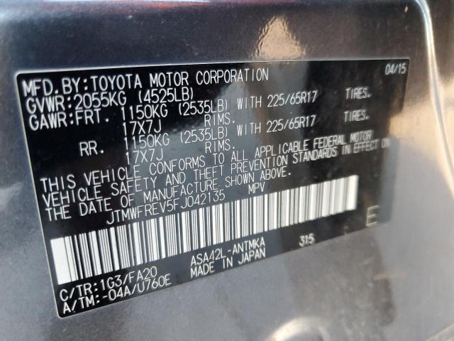 2015 Toyota Rav4 Xle მანქანა იყიდება აუქციონზე, vin: JTMWFREV5FJ042135, აუქციონის ნომერი: 71914703