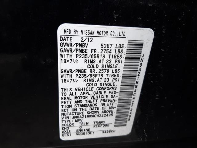 Aukcja sprzedaży 2012 Nissan Murano S, vin: JN8AZ1MW4CW222495, numer aukcji: 73156943