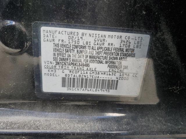 72792223 :رقم المزاد ، 3N1CN7AP6KL849495 vin ، 2019 Nissan Versa S مزاد بيع