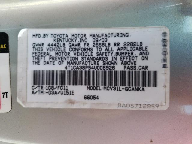 72255823 :رقم المزاد ، 4T1CA38P54U008926 vin ، 2004 Toyota Camry Solara Se مزاد بيع