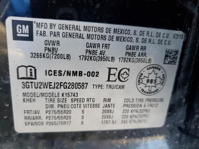 Aukcja sprzedaży 2015 Gmc Sierra, vin: 3GTU2WEJ2FG280587, numer aukcji: 71037683