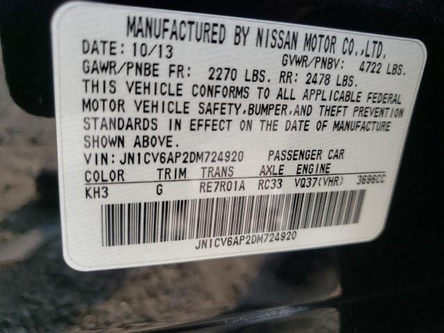 Aukcja sprzedaży 2013 Infiniti G37 Base, vin: JN1CV6AP2DM724920, numer aukcji: 73999493