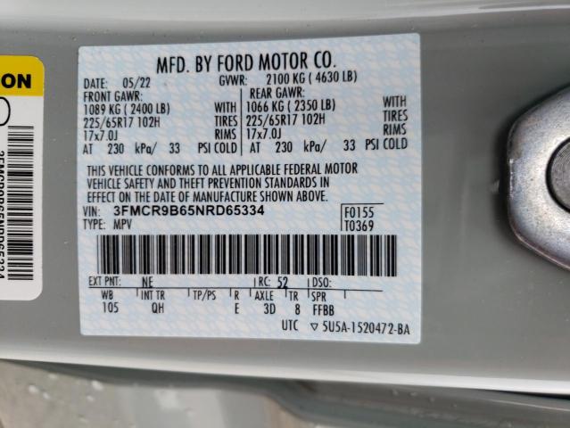 71589333 :رقم المزاد ، 3FMCR9B65NRD65334 vin ، 2022 Ford Bronco Sport Big Bend مزاد بيع