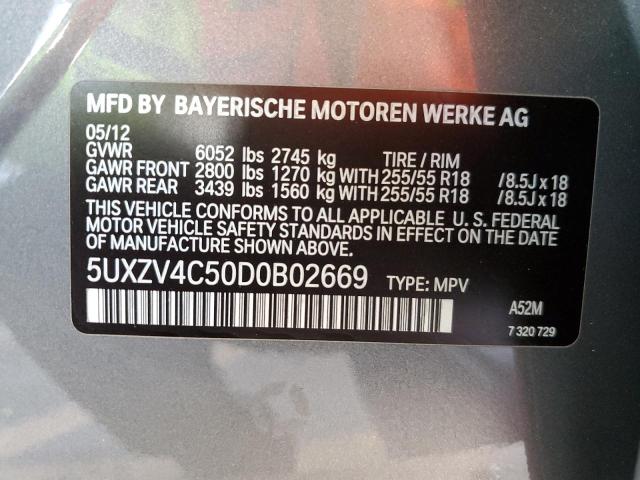 72101853 :رقم المزاد ، 5UXZV4C50D0B02669 vin ، 2013 Bmw X5 Xdrive35i مزاد بيع