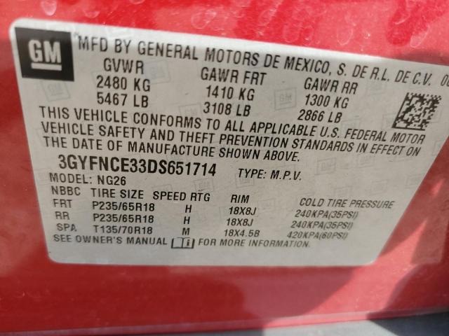 72341403 :رقم المزاد ، 3GYFNCE33DS651714 vin ، 2013 Cadillac Srx Luxury Collection مزاد بيع