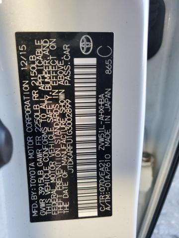 70679833 :رقم المزاد ، JTDKARFU1G3002899 vin ، 2016 Toyota Prius مزاد بيع