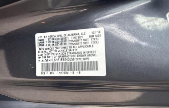 Aukcja sprzedaży 2015 Honda Odyssey Exl, vin: 5FNRL5H61FB045558, numer aukcji: 70793093