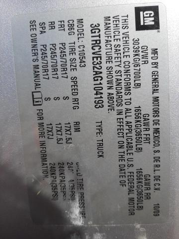 Aukcja sprzedaży 2010 Gmc Sierra C1500 Sle, vin: 3GTRCVE32AG104193, numer aukcji: 72359633