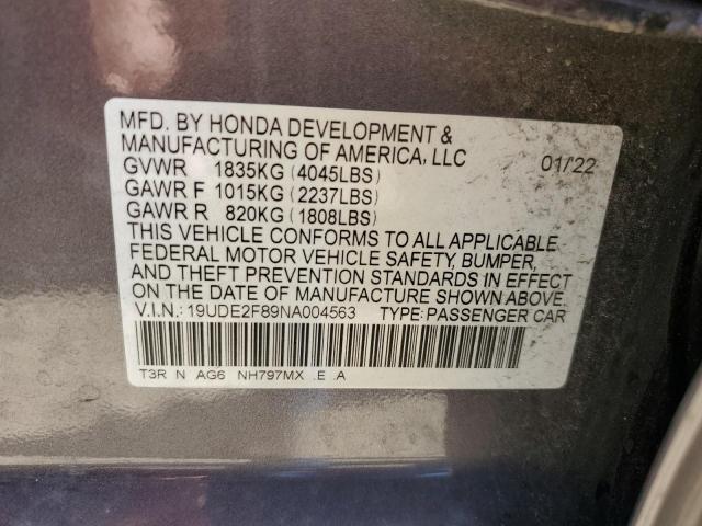 71911193 :رقم المزاد ، 19UDE2F89NA004563 vin ، 2022 Acura Ilx Premium A-spec مزاد بيع