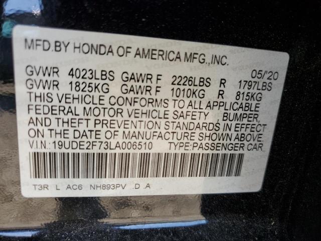 74037383 :رقم المزاد ، 19UDE2F73LA006510 vin ، 2020 Acura Ilx Premium مزاد بيع