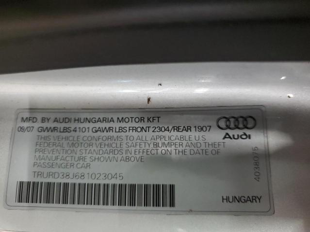 72368953 :رقم المزاد ، TRURD38J681023045 vin ، 2008 Audi Tt 3.2 Quattro مزاد بيع