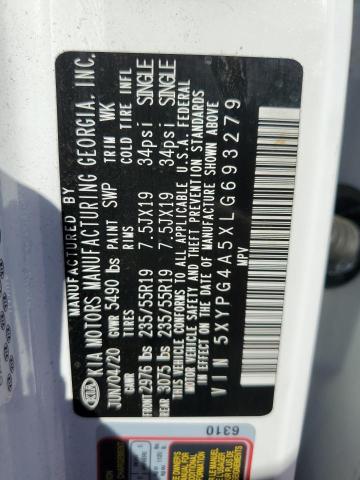 72727073 :رقم المزاد ، 5XYPG4A5XLG693279 vin ، 2020 Kia Sorento S مزاد بيع