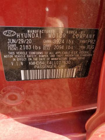 72470053 :رقم المزاد ، KMHD84LF4LU107630 vin ، 2020 Hyundai Elantra Sel مزاد بيع