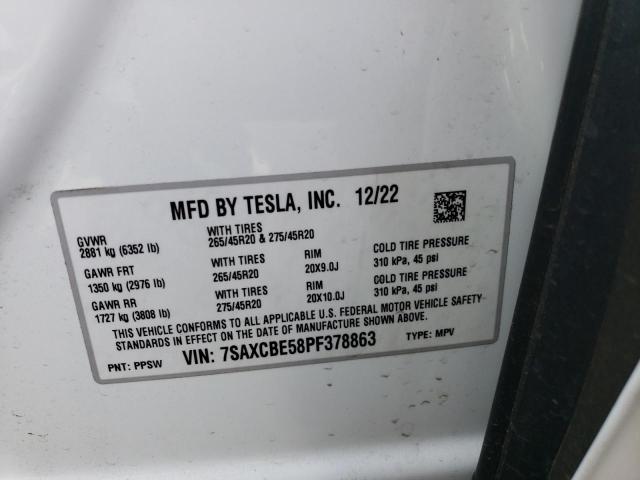 Aukcja sprzedaży 2023 Tesla Model X, vin: 7SAXCBE58PF378863, numer aukcji: 72251563