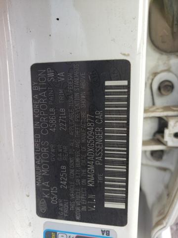 Aukcja sprzedaży 2016 Kia Optima Hybrid, vin: KNAGM4ADXG5094877, numer aukcji: 72643513