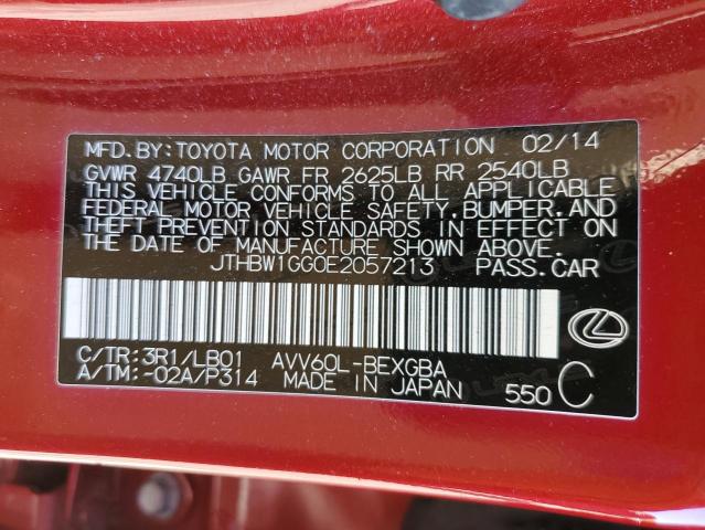 71497823 :رقم المزاد ، JTHBW1GG0E2057213 vin ، 2014 Lexus Es 300h مزاد بيع
