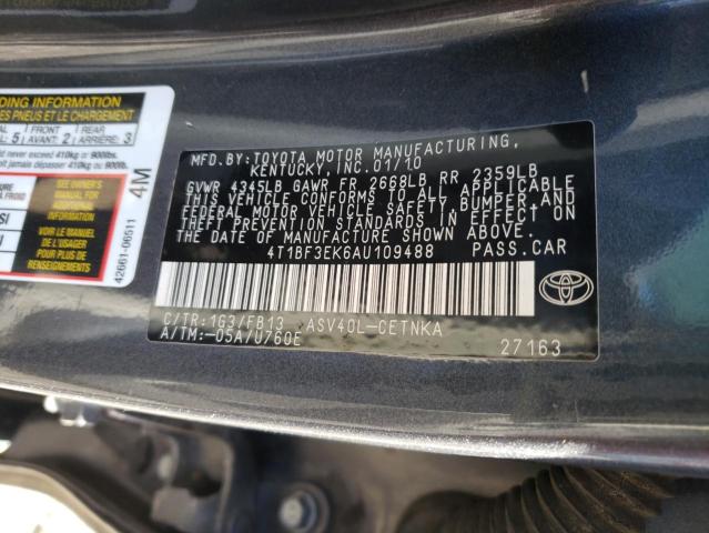 2010 Toyota Camry Base მანქანა იყიდება აუქციონზე, vin: 4T1BF3EK6AU109488, აუქციონის ნომერი: 74007283