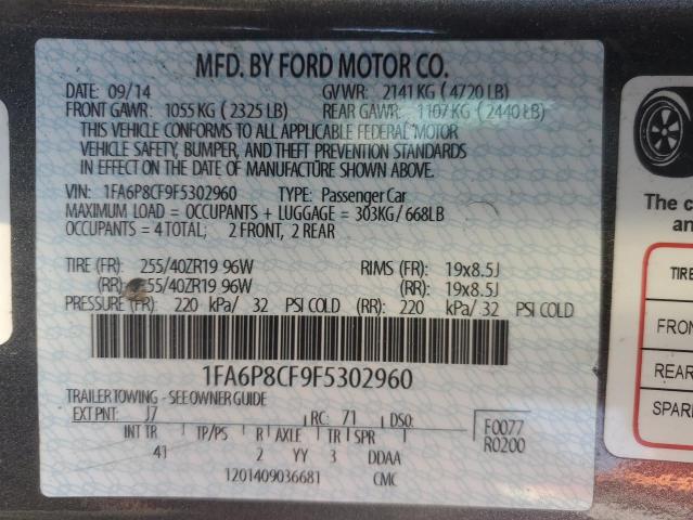 Продаж на аукціоні авто 2015 Ford Mustang Gt, vin: 1FA6P8CF9F5302960, номер лоту: 72012853