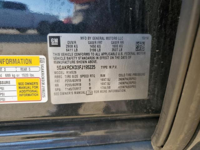 2015 Buick Enclave მანქანა იყიდება აუქციონზე, vin: 5GAKRCKD3FJ195225, აუქციონის ნომერი: 72860683