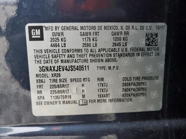 71675243 :رقم المزاد ، 3GNAXJEV4JS540611 vin ، 2018 Chevrolet Equinox Lt مزاد بيع