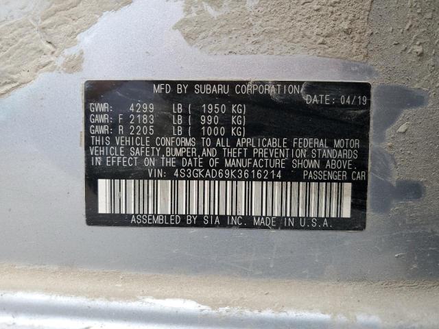 2019 Subaru Impreza Premium მანქანა იყიდება აუქციონზე, vin: 4S3GKAD69K3616214, აუქციონის ნომერი: 72415483
