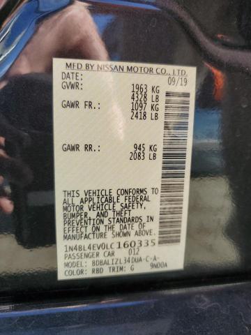 73353503 :رقم المزاد ، 1N4BL4EV0LC160335 vin ، 2020 Nissan Altima Sl مزاد بيع