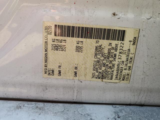72321953 :رقم المزاد ، 1N4AA6DV9LC378322 vin ، 2020 Nissan Maxima Sl مزاد بيع