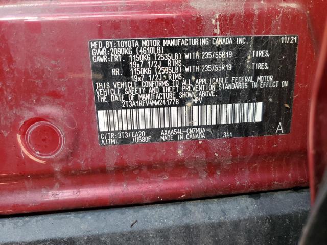 2021 Toyota Rav4 Xle Premium მანქანა იყიდება აუქციონზე, vin: 2T3A1RFV4MW241778, აუქციონის ნომერი: 70277503