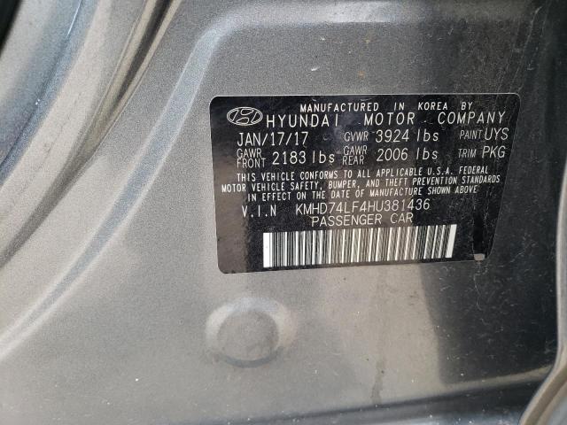 2017 Hyundai Elantra Se მანქანა იყიდება აუქციონზე, vin: KMHD74LF4HU381436, აუქციონის ნომერი: 68585273
