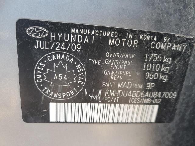71279113 :رقم المزاد ، KMHDU4BD6AU847009 vin ، 2010 Hyundai Elantra Blue مزاد بيع