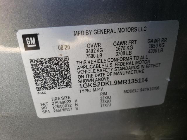 72966413 :رقم المزاد ، 1GKS2DKL9MR135114 vin ، 2021 Gmc Yukon Denali مزاد بيع